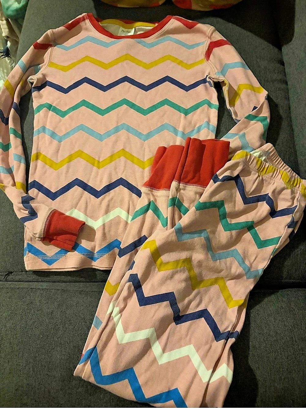 Mini Boden Snug Long John Pajamas Girls Pink & Multi 11Y
